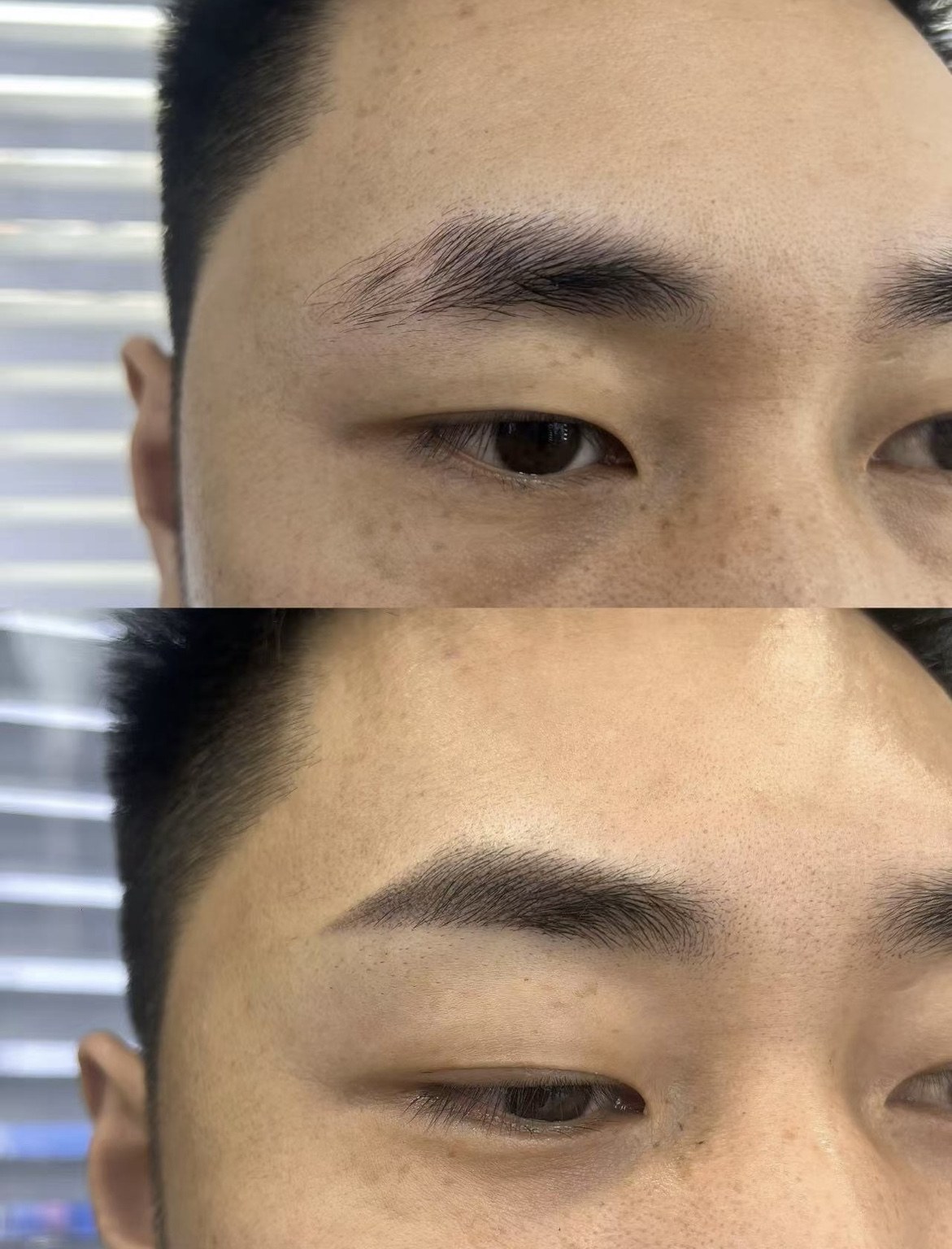 Men powder brow before and after by Pinkc Nail Beauty in Kepong